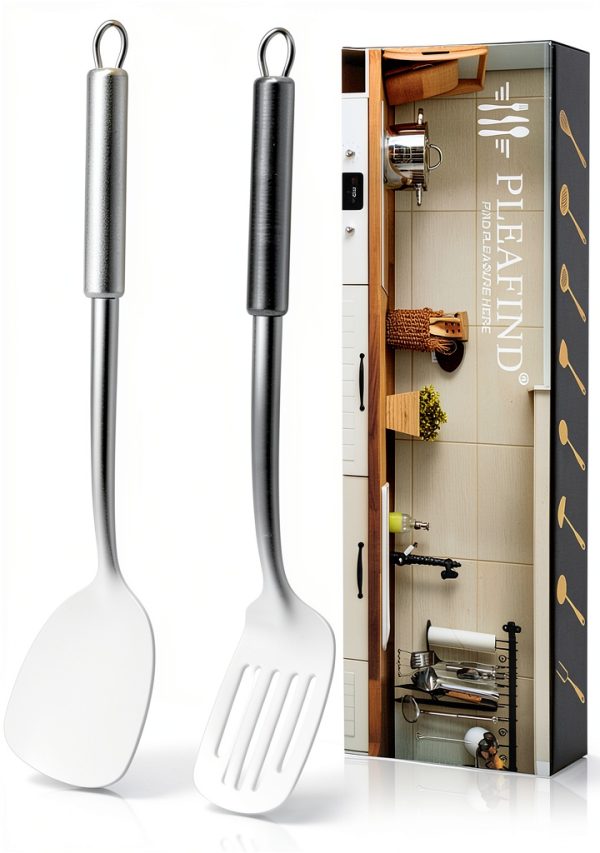 Pleafind Stainless Steel Spatula Set 2P/4P Gray Silver Utensils-0