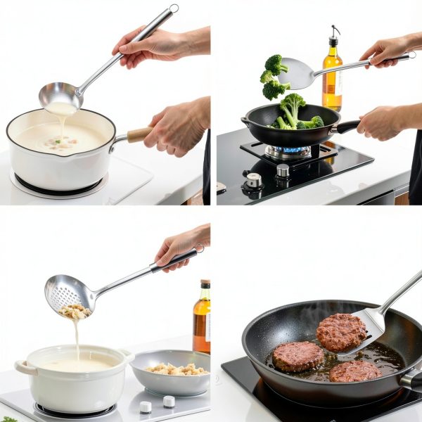 Stainless Steel Kitchen Utensil Set Pleafind 9-Piece Sliver-4