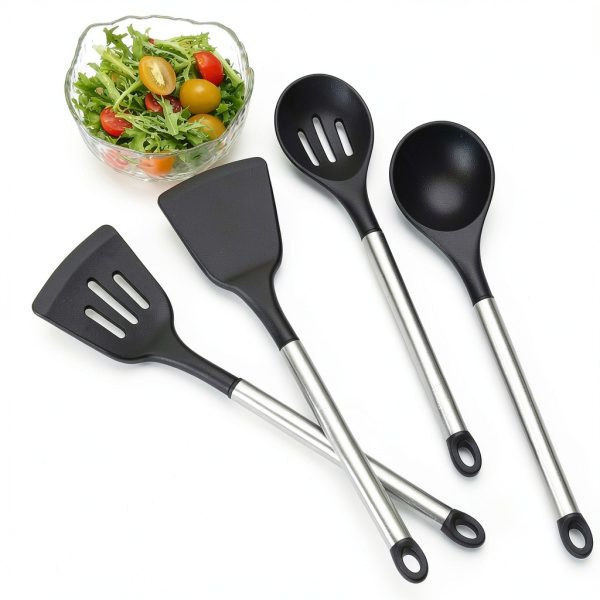 Silicone Cooking Utensil Set 4-Pc by Pleafind Black Kitchenware-4