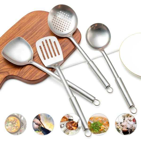 Pleafind Stainless Steel Spatula Set 2P/4P Gray Silver Utensils-6