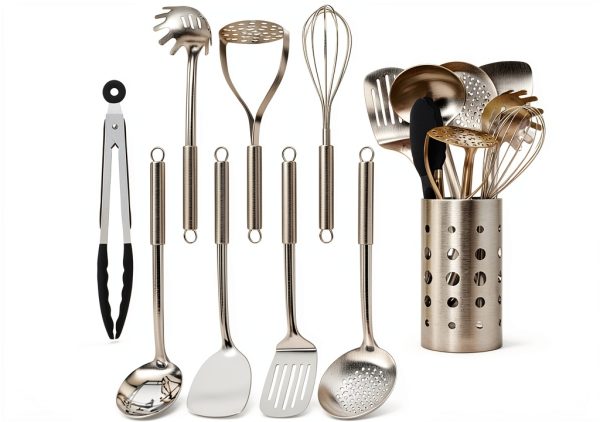 Stainless Steel Kitchen Utensil Set Pleafind 9-Piece Sliver-0