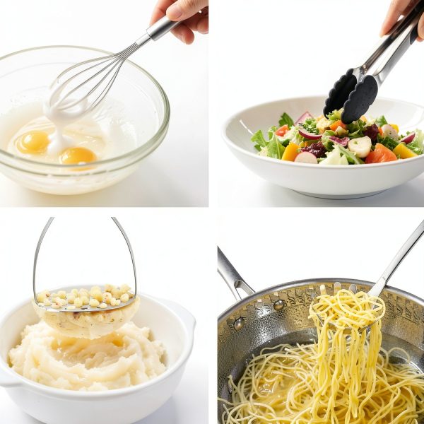 Stainless Steel Kitchen Utensil Set Pleafind 9-Piece Sliver-5