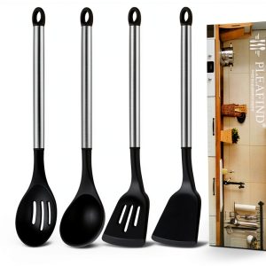 Silicone Cooking Utensil Set 4-Pc by Pleafind Black Kitchenware-0