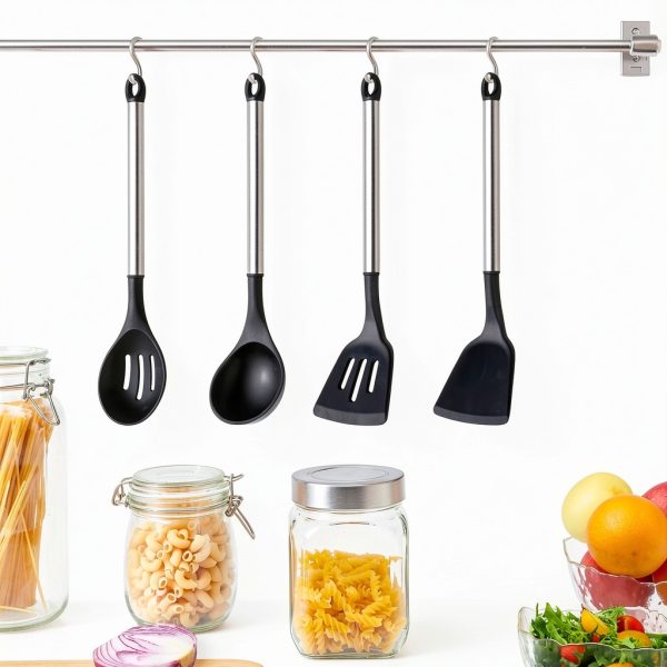 Silicone Cooking Utensil Set 4-Pc by Pleafind Black Kitchenware-5