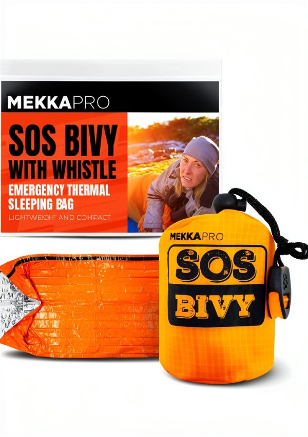 MEKKAPRO SOS Emergency Bivy Sleeping Bag Bright Orange 36x84 Mylar-0