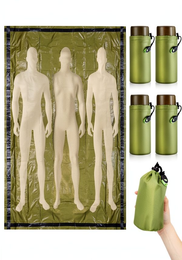 Emergency Blankets 4-pack Hahafelt Green 94.5 x 71 Bivy Sleeping Bags-0