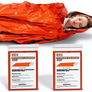 Emergency Sleeping Bags 2-Pack ANLOKE Mylar Bivy Sack 84x36-0