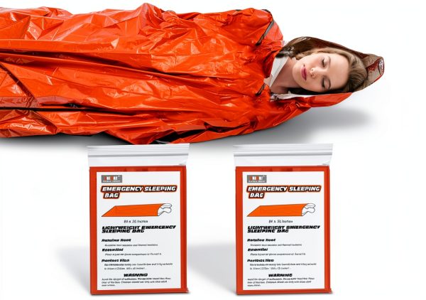 Emergency Sleeping Bags 2-Pack ANLOKE Mylar Bivy Sack 84x36-0