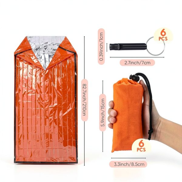 Emergency Sleeping Bag Bivy Set by Qunclay - 6 Pack Orange Waterproof-1