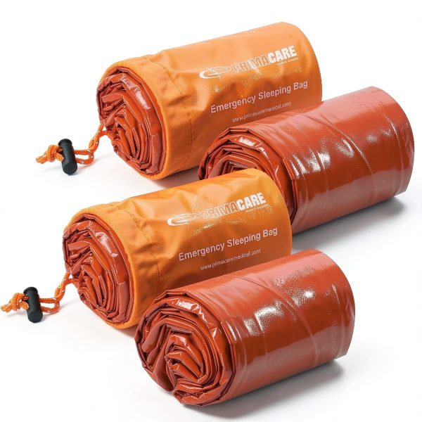 Emergency Sleeping Bag Primacare CB-3684-2 Orange Mylar Pack (2)-0