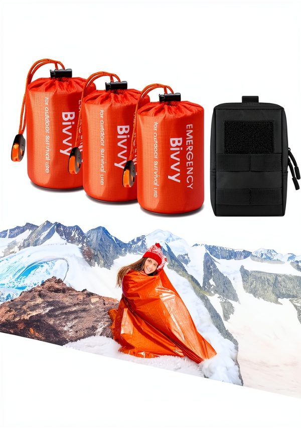 Emergency Sleeping Bags for Survival, with Whistle, Portable Bivy Sleeping Bag Waterproof Blanket for Camping Hiking and Other Outdoor Activities.-0