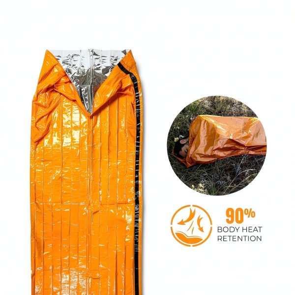 MEKKAPRO SOS Emergency Bivy Sleeping Bag Bright Orange 36x84 Mylar-3