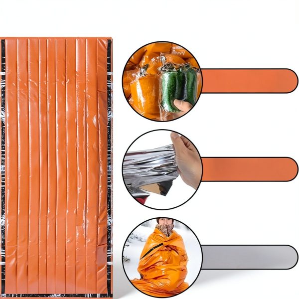 Emergency Sleeping Bag Generic Bivy Sack Waterproof 3pcs Orange 9899-1