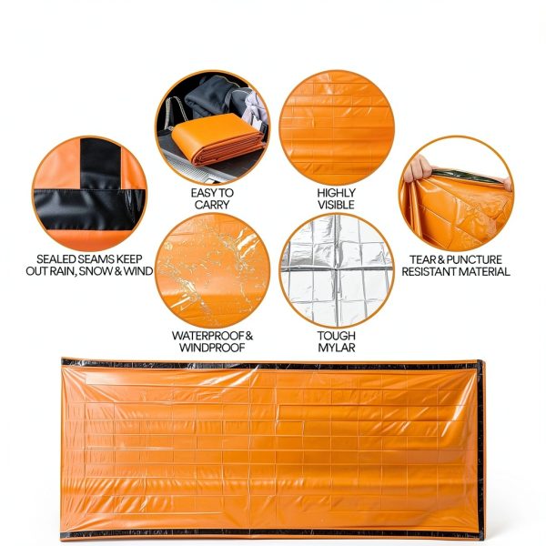 Emergency Sleeping Bags for Survival, with Whistle, Portable Bivy Sleeping Bag Waterproof Blanket for Camping Hiking and Other Outdoor Activities.-1