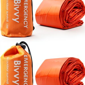 Emergency Sleeping Bag,Bivvy Bag,Survival Sleeping Bag,Camping Bivy Sacks,Emergency Blankets,Survival Sleeping Bag with Survival Bracelet for Camping and Outdoor Hiking, Orange-0