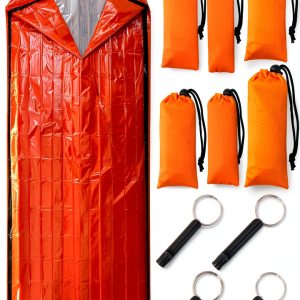 Emergency Sleeping Bag Bivy Set by Qunclay - 6 Pack Orange Waterproof-0
