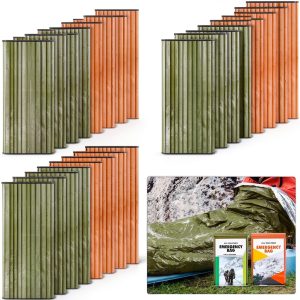 Preboun Emergency Sleeping Bag Bulk Portable Lightweight Survival Bag Thermal Bivy Sack Emergency Blanket Survival Gear for Outdoor Camping Hiking Homeless People Shelter-0